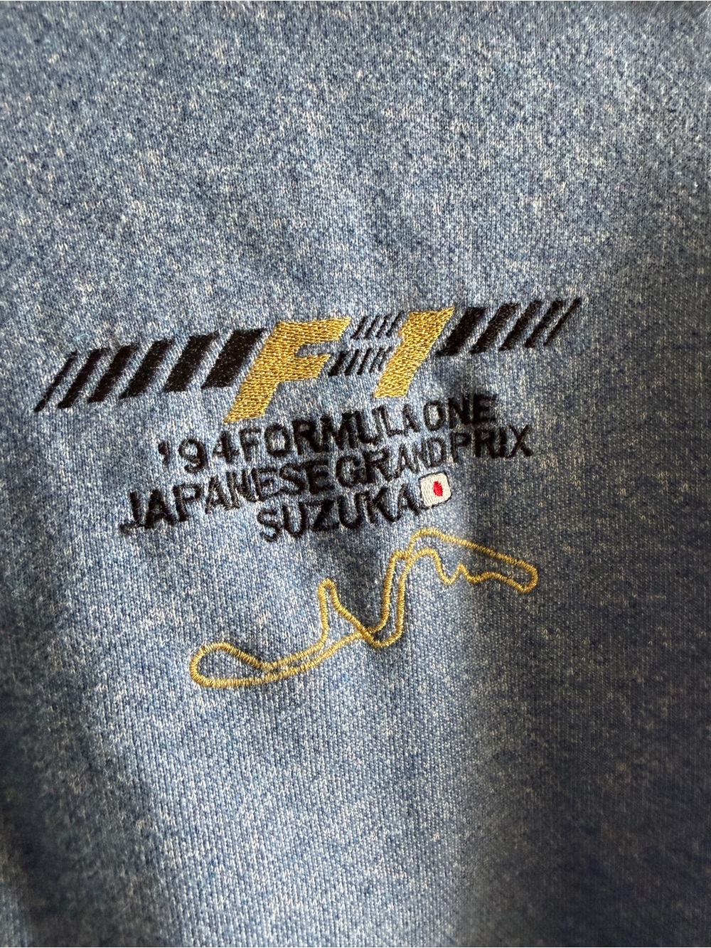 Vintage F1 Suzuka Embroidered Crewneck Sweatshirt with red and navy